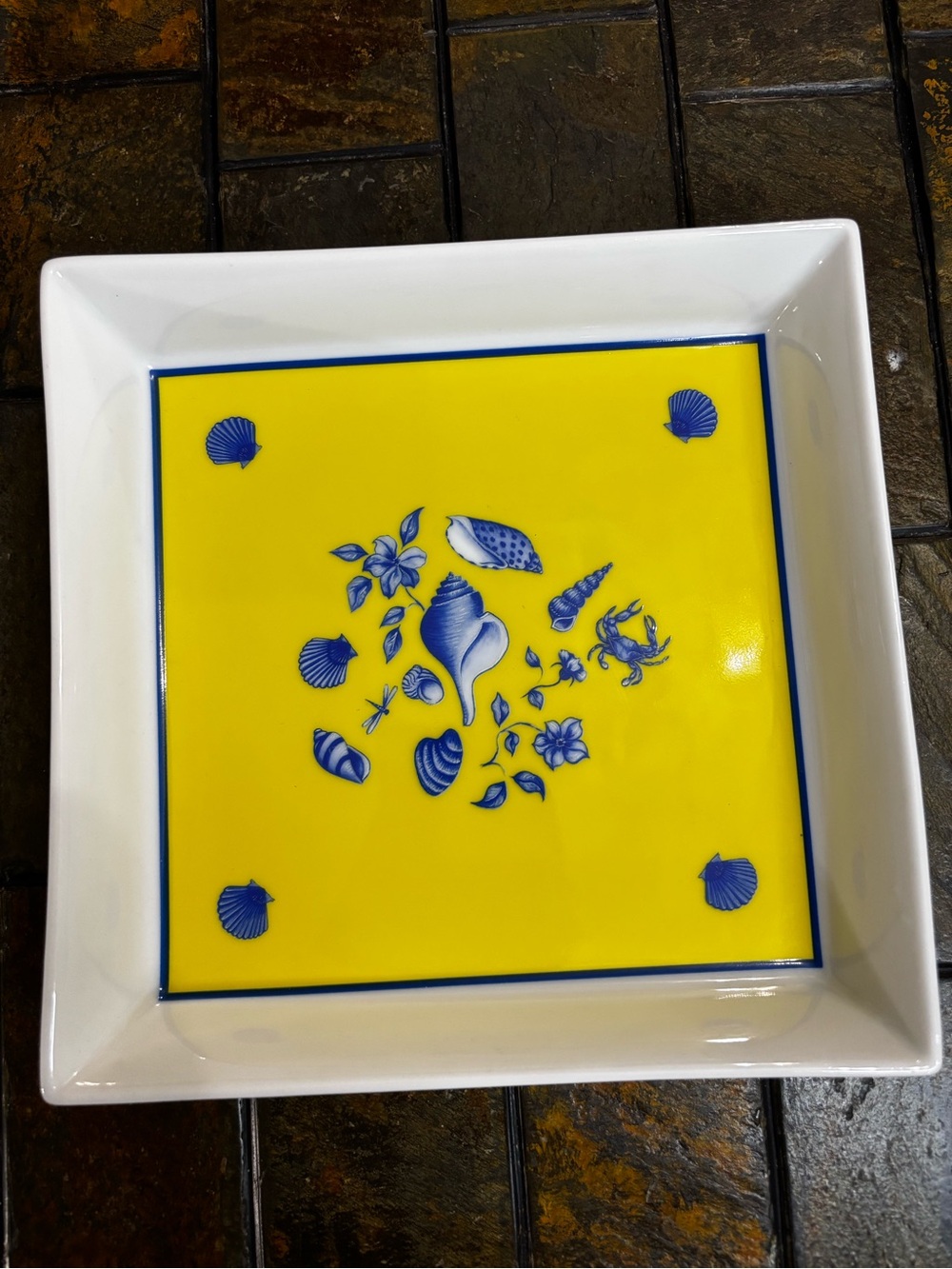 Lynn Chase Costa Azzurra 9" Square Buffet Discontinued Platter Porcelain 1988